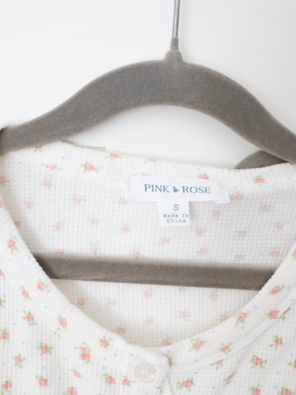 Pink Rose Floral Waffle Knit Pajama Set Small NWOT - Picture 3 of 4